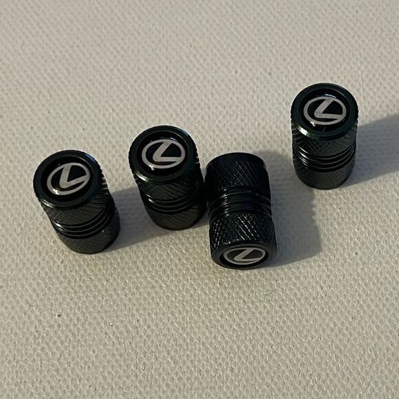 Lexus logo valve Stem caps in Black set of 4. NWT - Picture 3 of 4
